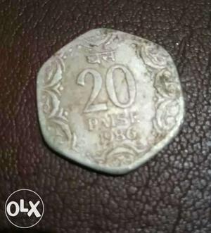 's Round Silver-colored 20rs Coin