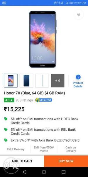 3months mobile Honor 7x 4gb ram 64gb rom mobile with out any
