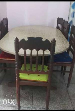 6 Chair Dining Table Wooden Set