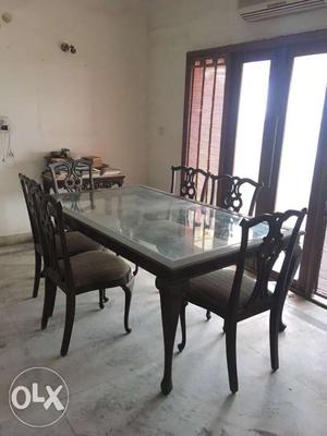 6 seater designer crafted teak wood dining table