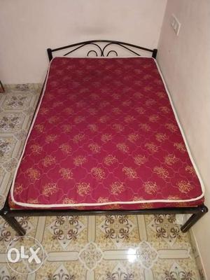 An iron cot of size 4X6 having plywood with comfortable