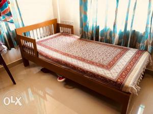Brown Mahakani Wooden Bed Frame With White Mattress