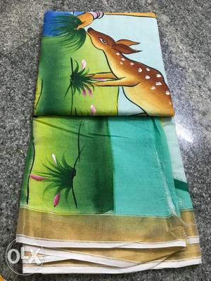 Green And Yellow Bird Print Textile