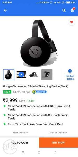 Less used google chromecast 2 for sale