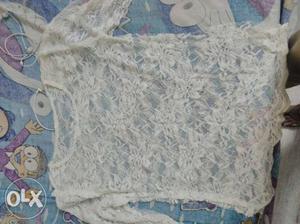 Net white top s size full sleeves