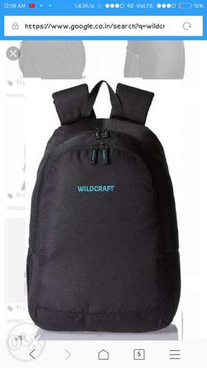 New Wildcraft Black Back pack bag