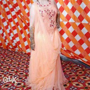 Orangish peach gown with can can