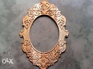 Oval Brown Wooden Framed Mirror