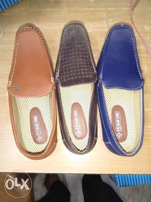 Pair Of Blue-and-brown Loafers