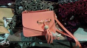 Pink And White Leather Crossbody Bag