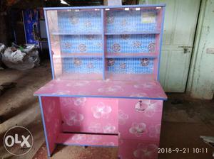 Purple And Pink Wooden Dresser With Hutch
