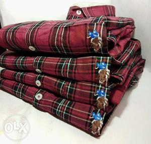 Red, Black, And White Plaid Textile