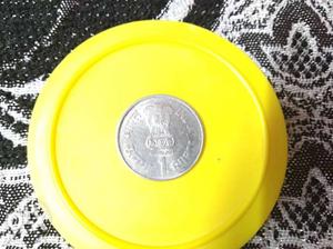 Round Yellow And Red Plastic Container