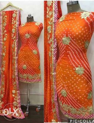 Silk bandhej suit