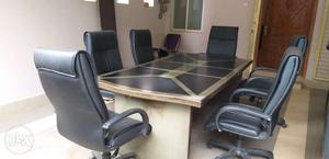 Six seater conference table with 6 moving chair