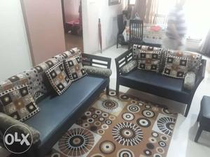 Sofa teak Upholstr premium quality 3+2 with cushions