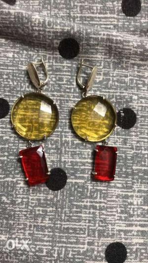 Three Red And Black Beaded Ear rings 92.5 silver