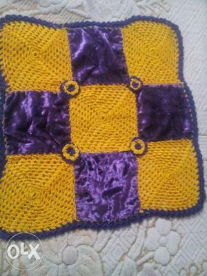Three Yellow, Purple, cushion covers