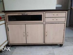 White And Brown Wooden Sideboard