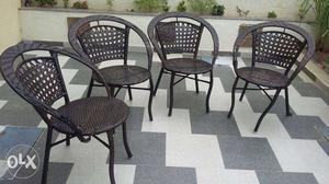 4Black Metal Framed Armchairs