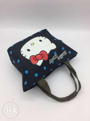 Black And Blue Polka-dot Hello Kitty Tote Bag