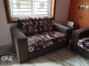 Black And Brown Floral Sofa Set