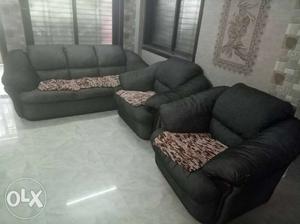 Black Fabric Sectional Sofa set