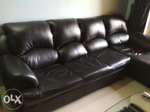 Black colour sofa with lounger