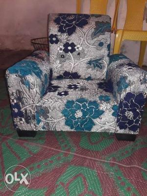 Blue And White Floral Sofa Chair