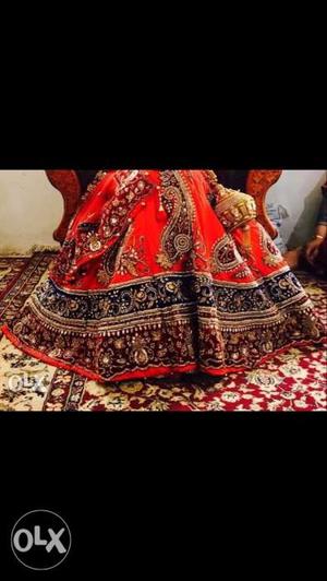 Bridal lehanga with stone and zari embriodery