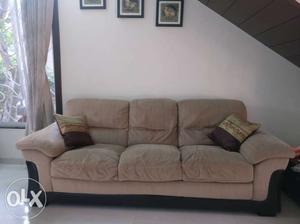 Brown Fabric 3-seat Sofa