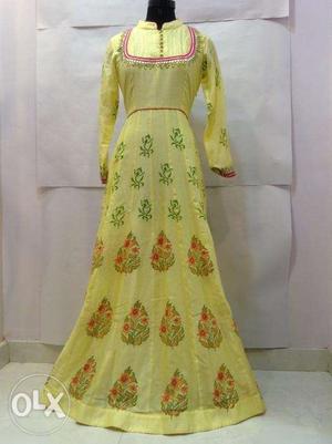 Chandari Silk Handmade Party Wear Gown