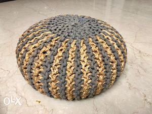 Cotton hand Braided with Jute made Pouf Brand New