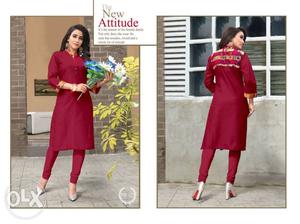 Cotton kurta with back printed plaits. catalouge