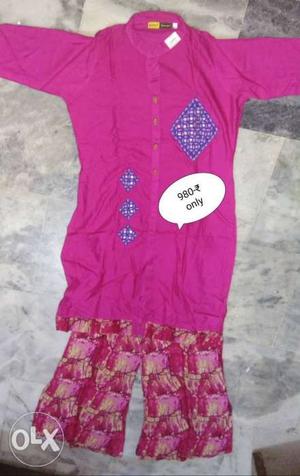 Cotton kurti with plazo & stone work