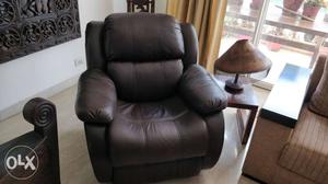 Half leather recliner, manual good condition