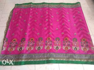 Jut Sari with pink & green combination