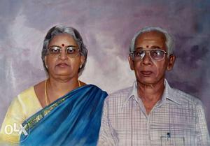 Oil portrait of your grandma and grandpa