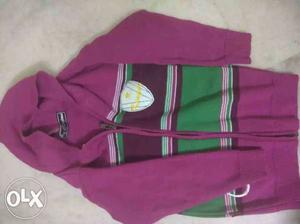 Pink And Green Zip-up Hoodie