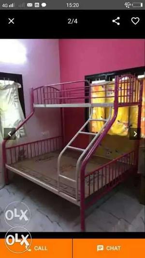 Pink And White Metal Bunk Bed own manufacturing factory
