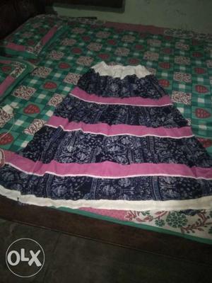Pink, Black, And White Floral New long skirt