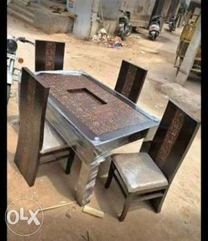 Rectangular Black Wooden Table With Chairs Set Screenshot