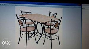 Rectangular Brown Wooden Folding 5-piece Dining Table Set