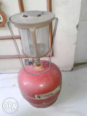 Red And Gray Kerosene Lamp