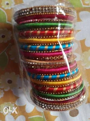 Red, Green, And Yellow multi shade bangles