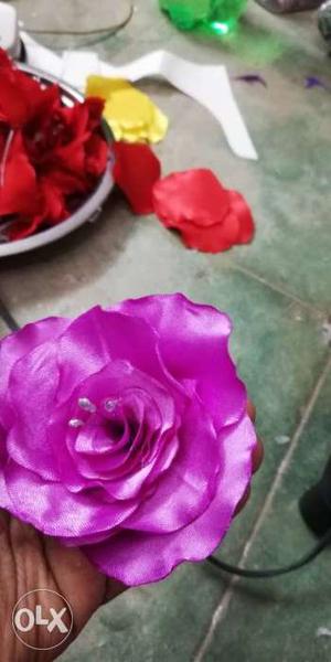 Satin cloth flowers 3 inch size 10 pieces Rs. 100