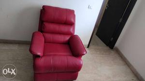 Semi leather, electric motor recliner. Very good