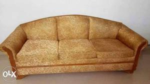 Sofa Set Five Seater (3+1+1) Teak Wood Golden