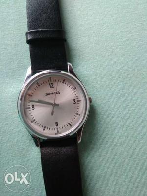 Sonata Steel Leather Belt Watch