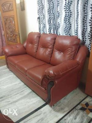 Tufted Red Leather Sofa Chair